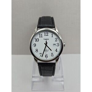 Timex Easy Reader Mens 38mm Date Watch Silver Tone Indiglo New Battery